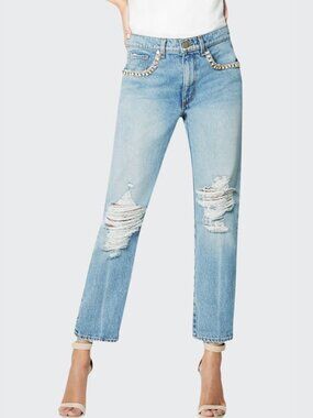 Ramy Brook Rhinestone Crystal Embellished Boyfriend Jeans Size 27
